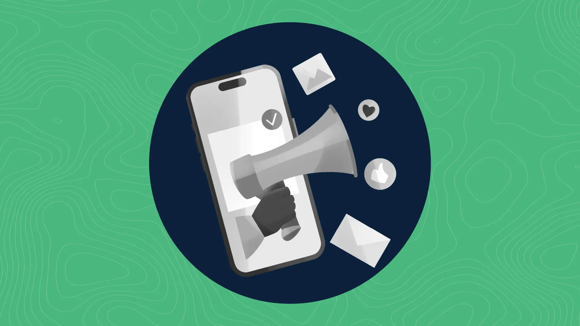Graphic showing notifications coming from a phone