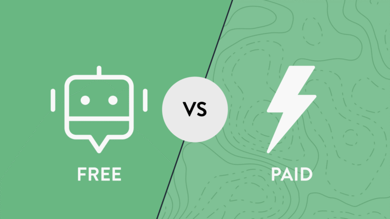 graphic divided in half with one side representing free chat gpt vs the other side representing paid chat gpt