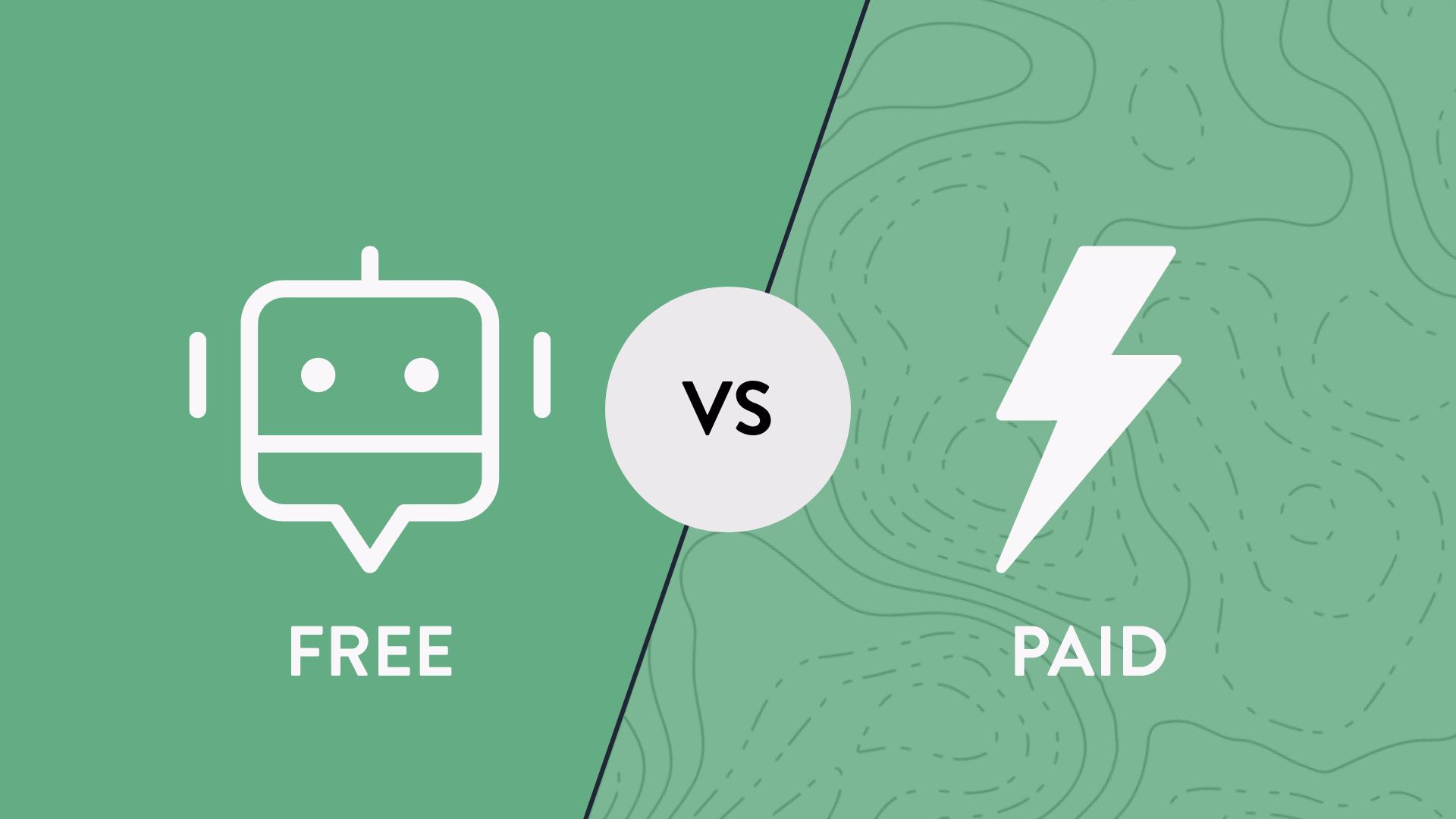 graphic divided in half with one side representing free chat gpt vs the other side representing paid chat gpt