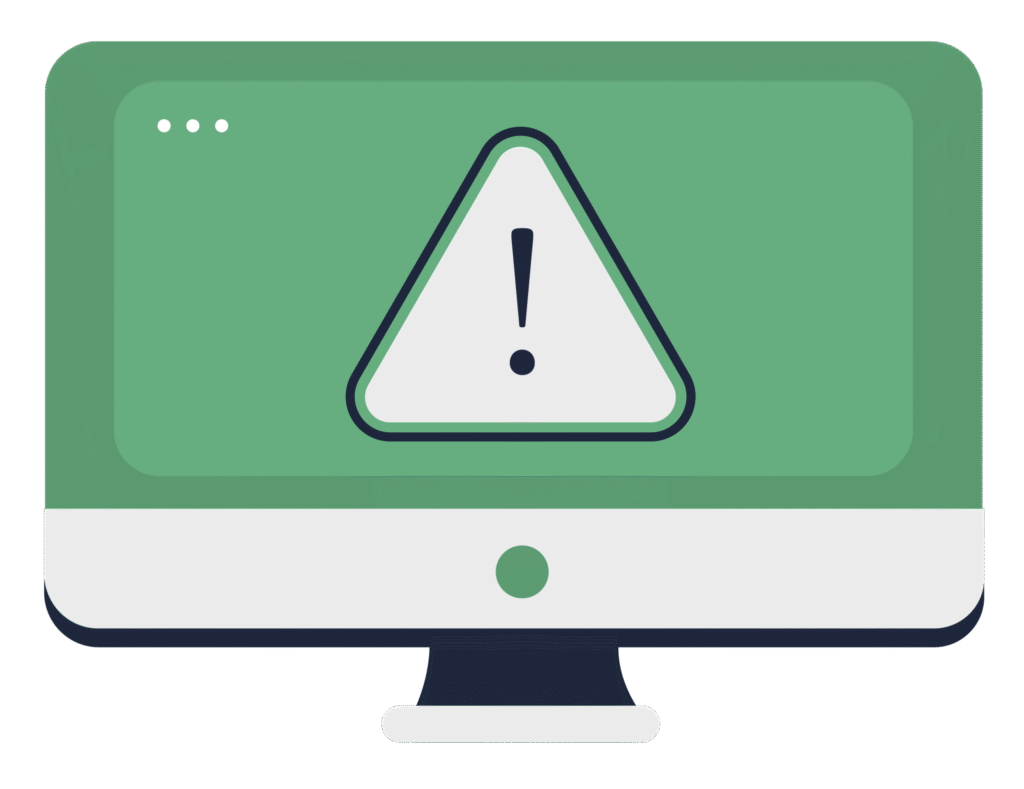 Computer monitor icon with error web page displayed