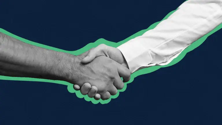 A handshake showing strategic marketing partnerships